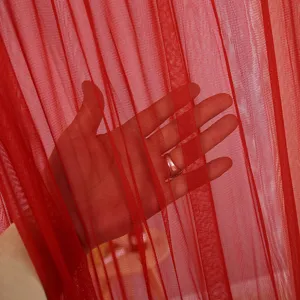 Tela de cortina transparente roja detalle doble gasa puerta ventana cortina malla transpirable