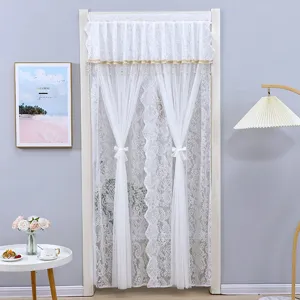 French lace door curtain white sheer partition curtain for bedroom kitchen home decor