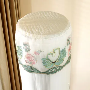 Vertical air conditioner dust cover cylindrical floor standing AC protector embroidery swan
