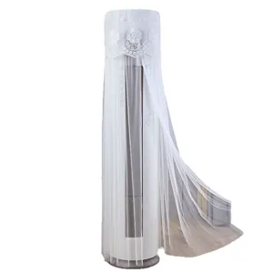 Cylindrical vertical air conditioner dust cover white lace mesh elegant home decor universal fit