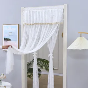 French white lace door curtain sheer partition drape half curtain for home bedroom decor