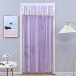 French style purple lace door curtain room partition sheer hanging curtain for home decor.
