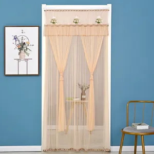 Cortina de puerta de gasa de doble capa anti mosquito dormitorio malla decorativa