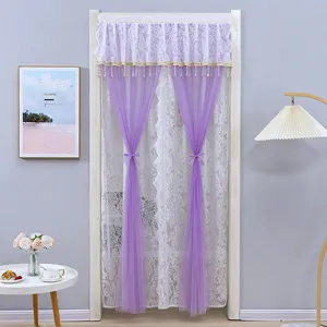 French lace door curtain purple sheer partition curtain home bedroom decor sheer curtains