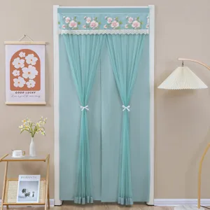 Punch-free mosquito door curtain bedroom lace long gauze partition curtain household home decor