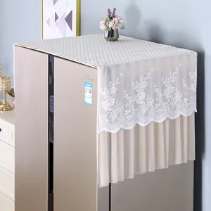 White lace refrigerator dust cover top cloth double door fridge protector home fabric