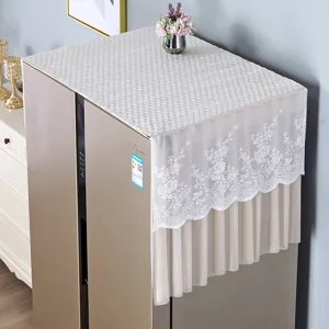 Lace refrigerator cover dust proof top cloth white double door household appliance protector