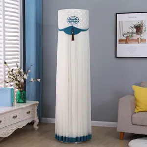 Elegant standing appliance lace dust cover, breathable mesh fabric with tassel decor.