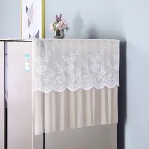 White lace refrigerator dust cover double layer embroidered top cover for washing machine.
