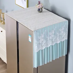 White lace refrigerator dust cover double door washing machine top protector fabric mat