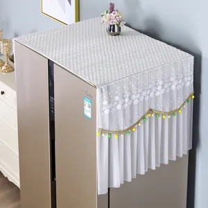 White lace refrigerator dust cover top cloth for double door washing machine protect.