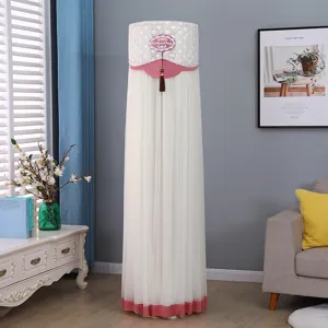 Lace dust cover for vertical appliance or TV, elegant tassel design, durable home decor.