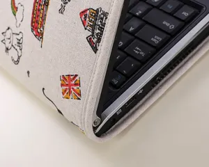 Funda para ordenador portátil de lino de 14 pulgadas bonito dibujo animado estampado