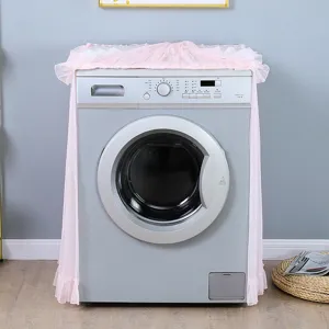 Rosa spitze staubschutzhülle für waschmaschine, süße rüschen abdeckung für frontlader.
