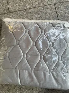 Thick quilted headboard cover grey dustproof velvet bed back protector with lace trim 1.5m