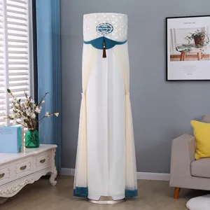 Vertical cylindrical air conditioner cover dustproof lace sheer curtain room decor