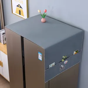 Graue Kühlschrank-Abdeckung staubdichte Stoffabdeckung mit Seitentaschen für Haushaltsgeräte.