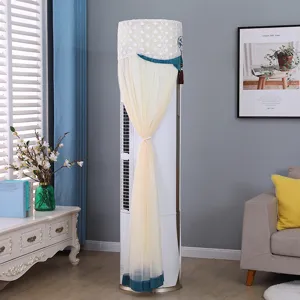 Vertical cylindrical air conditioner cover dustproof lace sheer curtain home decor nice