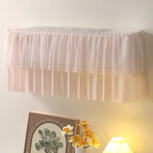 Housse de protection anti-poussière climatiseur mural en dentelle rose style doux
