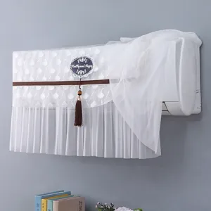 Copertura per condizionatore in pizzo bianco protezione antipolvere con nappa.