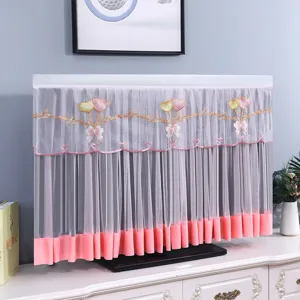 Copertura antipolvere per TV in pizzo tessuto ricamato cuore design decorazione casa schermo