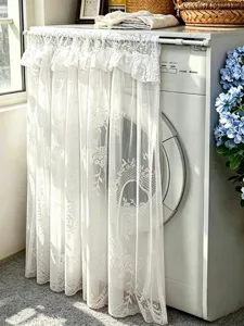 Cortina de encaje blanco para lavadora parasol antipolvo cubierta para balcón secadora