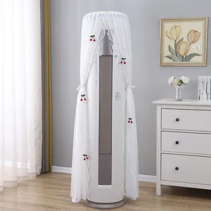 Copertura antipolvere per condizionatore verticale cilindrico in pizzo bianco con ciliegia.