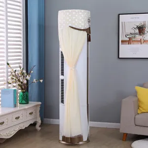 Upright cylindrical air conditioner dust cover, lace mesh protective cover for round AC unit.