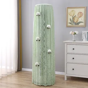Copertura antipolvere per condizionatore verticale in pizzo verde con decoro nuvola.
