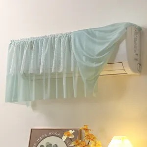 Housses anti-poussière de climatiseur en dentelle verte rideau coupe-vent mural détail