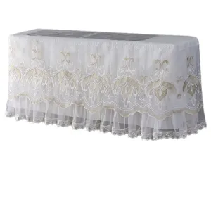 Lace air conditioner dust cover for 1.5P hanging AC units, elegant embroidered home decor white
