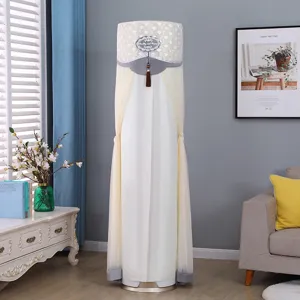 Vertical cylindrical air conditioner cover with lace mesh curtains elegant living room home decor