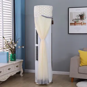 Vertical cylindrical air conditioner dust cover lace mesh protective curtain elegant home decor