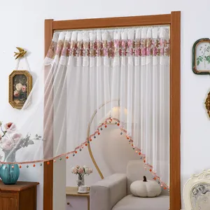Tenda corta in pizzo bianco ricamo floreale tendina trasparente stile country chic