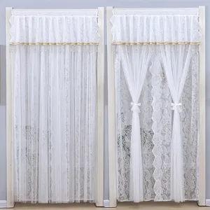 French Lace Door Curtain Anti-Mosquito Mesh Partition Curtain Home Bedroom Kitchen Decorative Sheer Curtain