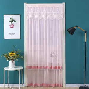Rideau de porte en tulle de dentelle rose pour chambre à moustiquaire anti-mouche cloison