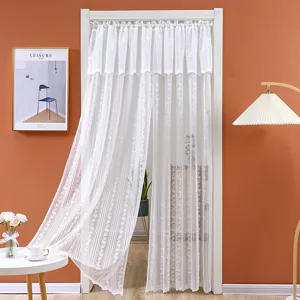 White lace door curtain sheer privacy window hanging drape for bedroom home decor 1pc