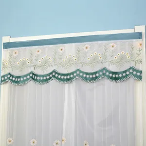 Daisy embroidered lace curtain panel, sheer door curtain for bedroom window home decor.
