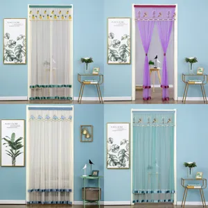 Lace Yarn Embroidered Anti-Mosquito Door Curtain Modern Minimalist Bedroom Shading Curtain