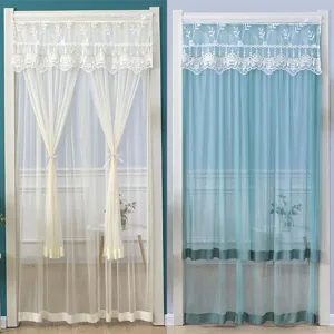 Rideau de Porte Moustiquaire en Dentelle Voile Brodé Floral Rideau de Séparation Pour Chambre Entrée Décor