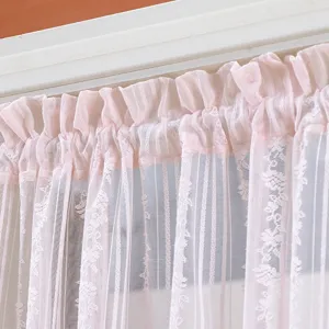 Pink lace short sheer curtain bedroom privacy hanging drape decorative mesh panel item
