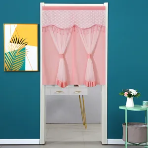Pink lace door curtain partition sheer curtain for bedroom kitchen home decorative sweet style
