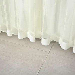 White double layer sheer curtain detail bottom hem fabric home room decoration clean style