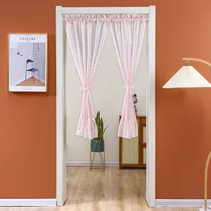 Pink lace door curtain half curtain sheer privacy curtain for bedroom home room decor