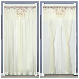Lace Butterfly Double Layer Blackout Door Curtain Anti-Mosquito Punch-Free Partition Curtain For Living Room Bedroom Home Decor