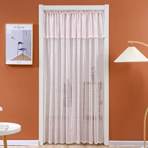 Pink lace door curtain sheer half curtain for bedroom home decor aesthetic interior
