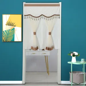 Elegant sheer door curtain for bedroom kitchen and bathroom, decorative partition mesh drape.