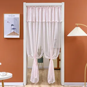 Pink lace door curtain privacy sheer curtain for bedroom home decor aesthetic hanging curtain