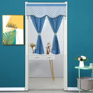 Blue mesh door curtain bedroom partition half curtain decorative anti-mosquito hanging gauze