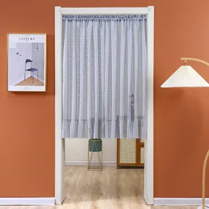 Sheer lace door curtain semi sheer privacy curtain for bedroom home decoration grey